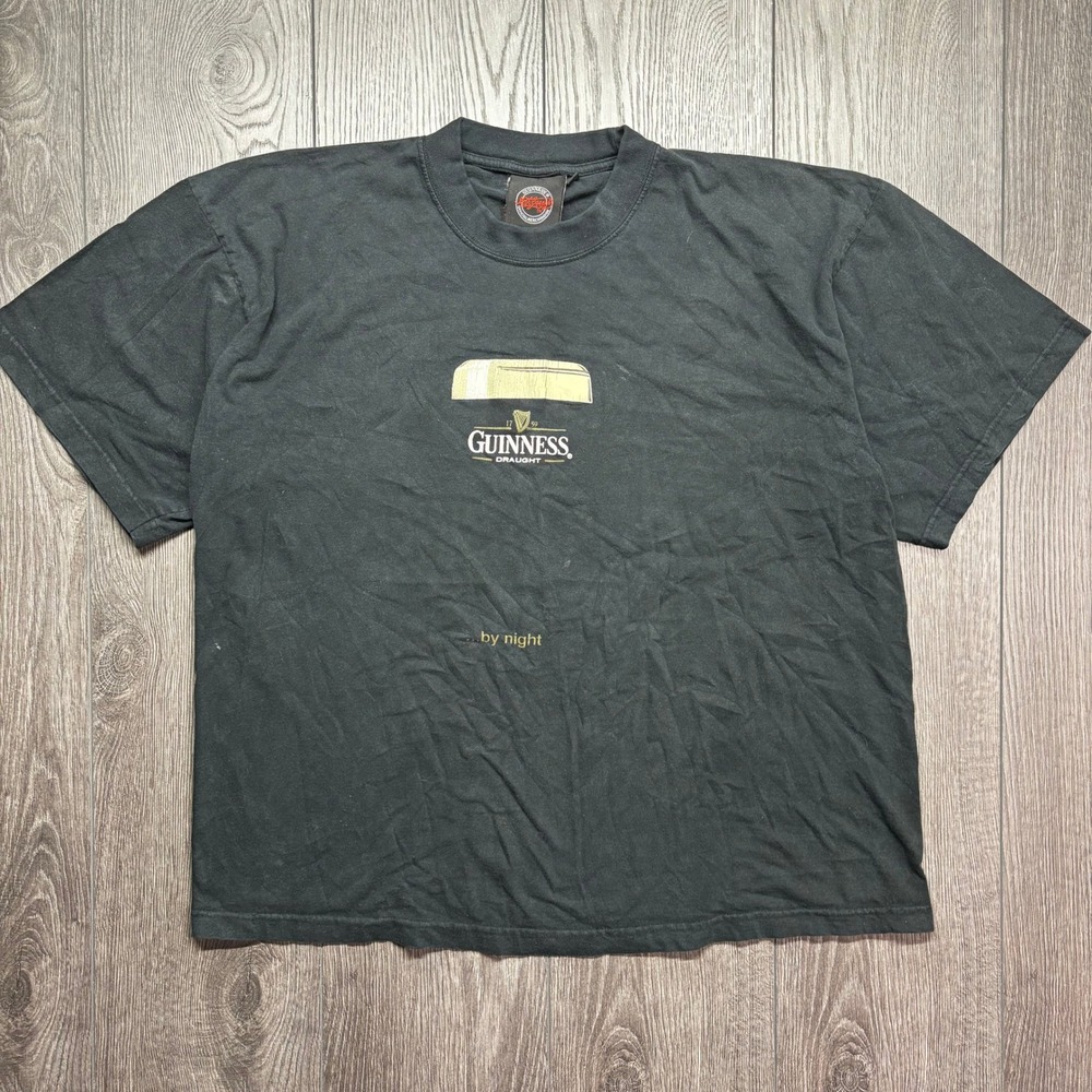 Vintage Guinness Draught By Night T-Shirt Mens XXL Black Official Merchandise